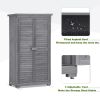 Wooden Garden Shed 3-tier Patio Storage Cabinet Outdoor Organizer Wooden Lockers with Fir Wood Shutter Design