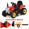 12V Ride on Tractor with 3-Gear-Shift Ground Loader for Kids 3+ Years Old