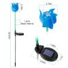 2Pcs Solar Powered Tulip Garden Light Wind Mill Waterproof Landscape Stake Lamp