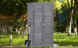 Wooden Garden Shed 3-tier Patio Storage Cabinet Outdoor Organizer Wooden Lockers with Fir Wood Shutter Design