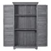 Wooden Garden Shed 3-tier Patio Storage Cabinet Outdoor Organizer Wooden Lockers with Fir Wood Shutter Design