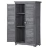 Wooden Garden Shed 3-tier Patio Storage Cabinet Outdoor Organizer Wooden Lockers with Fir Wood Shutter Design