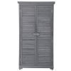 Wooden Garden Shed 3-tier Patio Storage Cabinet Outdoor Organizer Wooden Lockers with Fir Wood Shutter Design