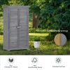 Wooden Garden Shed 3-tier Patio Storage Cabinet Outdoor Organizer Wooden Lockers with Fir Wood Shutter Design