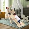 3-in-1 Wooden Climbing Triangle Set Triangle Climber with Ramp