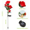 2Pcs Solar Powered Lights Outdoor Rose Flower LED Decorative Lamp Water Resistant Pathway Stake Lights