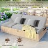 Outdoor Double Sunbed; Wicker Rattan Patio Reclining Chairs with Adjustable Backrest and Seat; Conversational Set for 2 Person