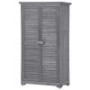 Wooden Garden Shed 3-tier Patio Storage Cabinet Outdoor Organizer Wooden Lockers with Fir Wood Shutter Design