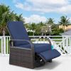 Outdoor Patio Rattan Wicker Swivel Recliner Chair;  Adjustable Reclining Chair 360° Rotating with Water Resistant Cushions